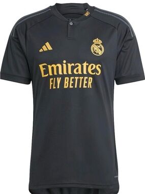 Adidas 23/24 Real Madrid Third Jersey Men's Slim Fit Size XL Black Gold NWT